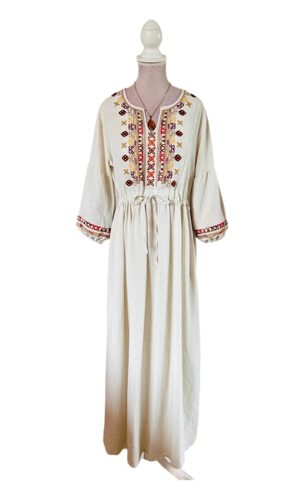 🧿🌿Vestido Bohème Folk Bordado de Istambul • Turkish Embroidered Maxi Dress S/36🌿🧿 – photo 7